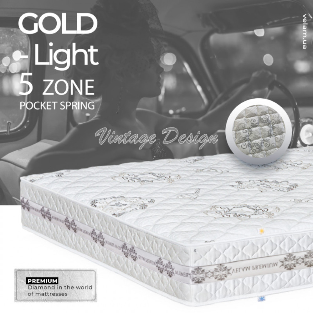 Матрац пружинний «ГОЛД-ЛАЙТ» ◇ 5- Zone ВЕЛАМ