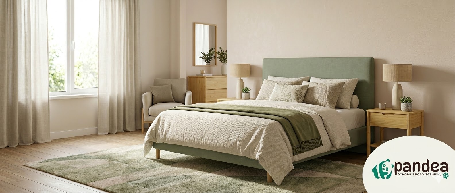 Сучасне двоспальне ліжко в інтер'єрі спальні від Pandea